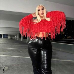 Fringe Crop Top Sweater